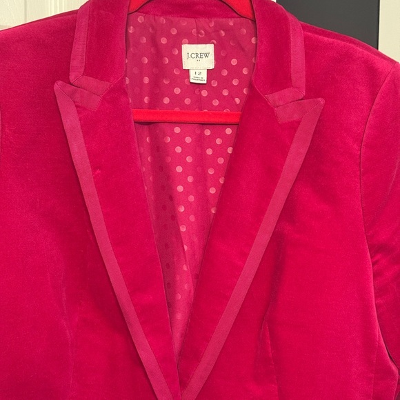 J. Crew Bold Fuchsia Magenta Velvet Blazer - Picture 3 of 7